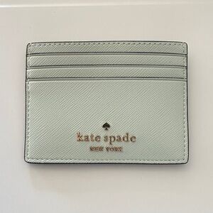 NWOT Kate Spade Card Holder, Light Mint Green with Daisies